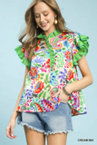 K1974 Green Ruffle Collar