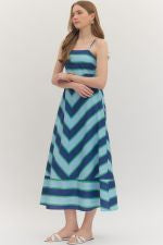D30812 Striped Chevron MIDI Dress