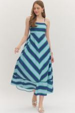 D30812 Striped Chevron MIDI Dress
