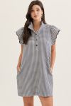 D31388 Navy Checked Dress