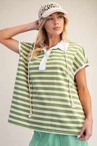 ET28630 Green Striped Top