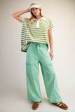 ET28630 Green Striped Top