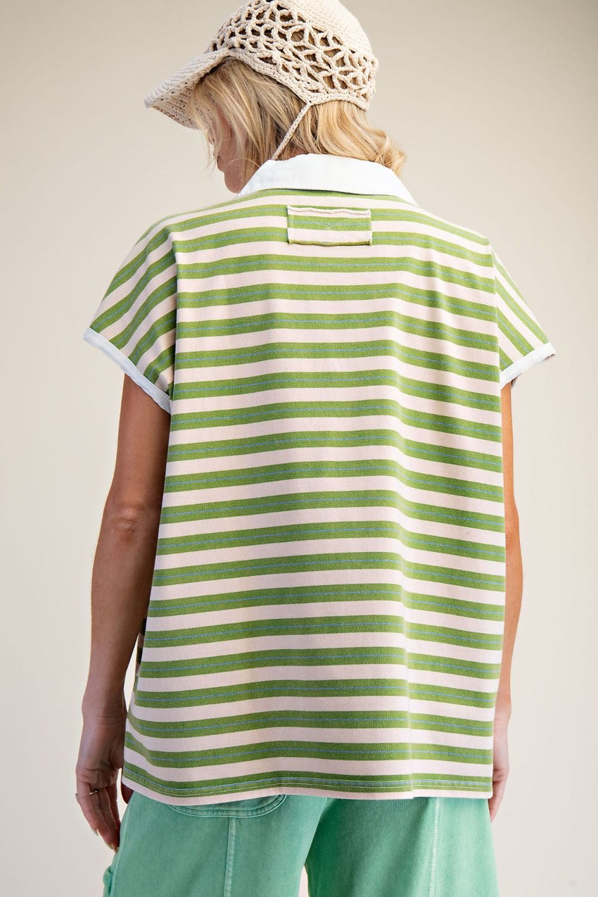ET28630 Green Striped Top