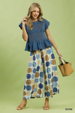 C8407-T Denim Smocked Top