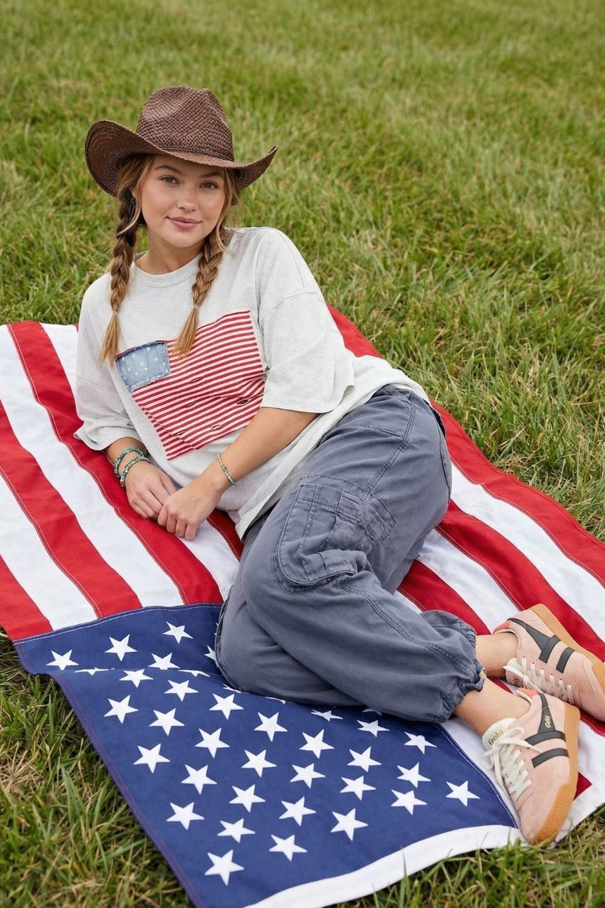 ET29811 SS Am Flag Top