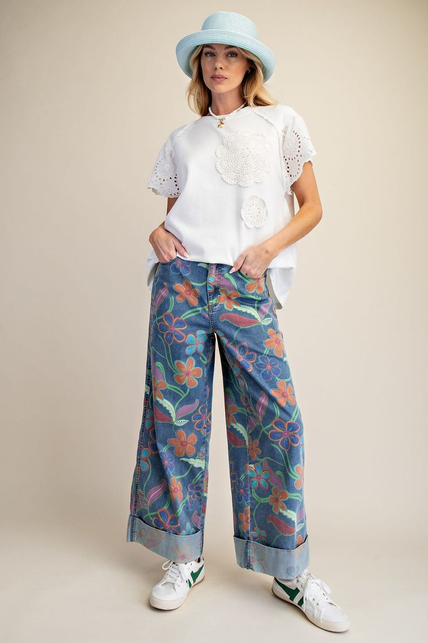 ET90245 Floral Washed Denim