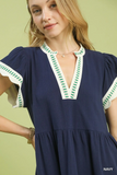 C5976 Linen Flutter Sleeve Dress