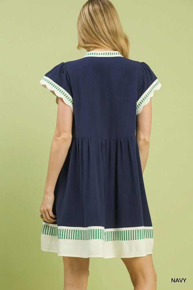 C5976 Linen Flutter Sleeve Dress