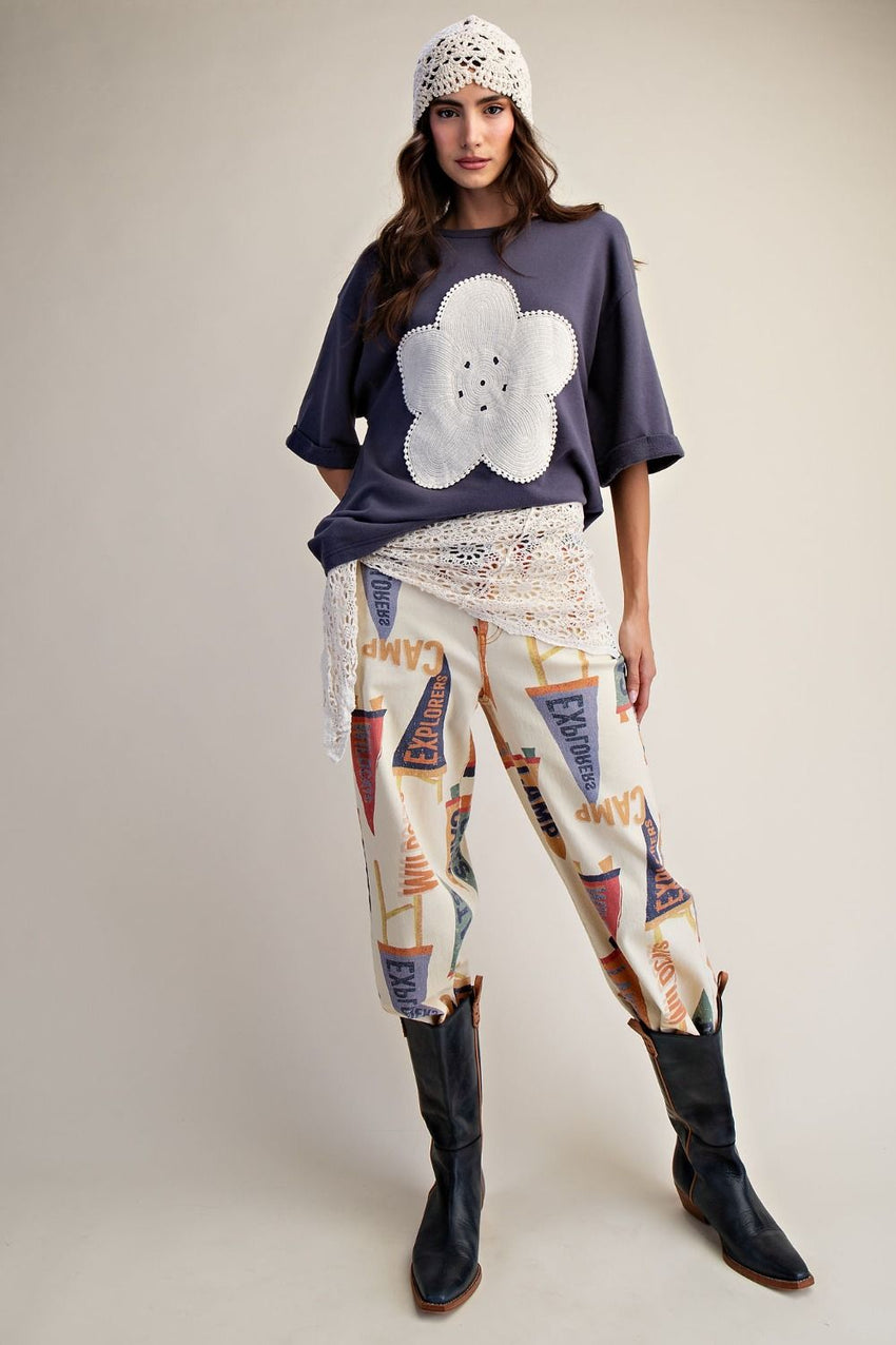 ET19025 Floral Patch Terry Top