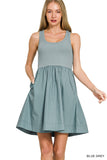 QD-7372A5 Knit Woven Dress