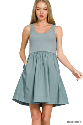 QD-7372A5 Knit Woven Dress
