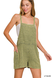 QPW-1843A Gauze Romper Lt Olive