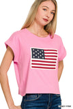 CT-3489Y Candy Pink Am Flag Tee