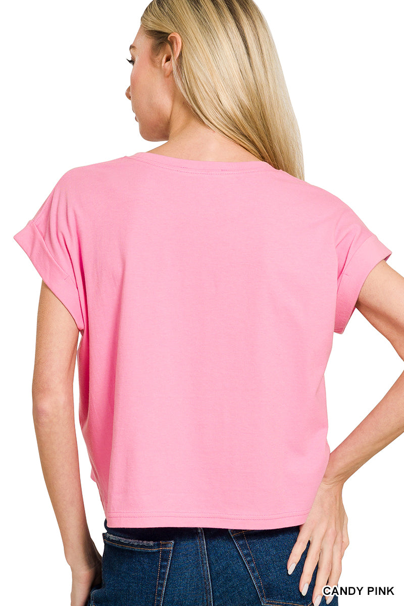 CT-3489Y Candy Pink Am Flag Tee