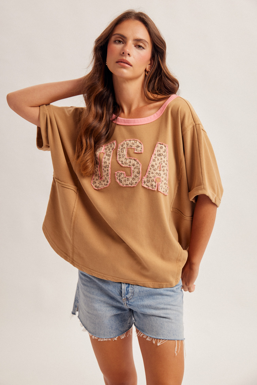 34262 Animal Print USA Top