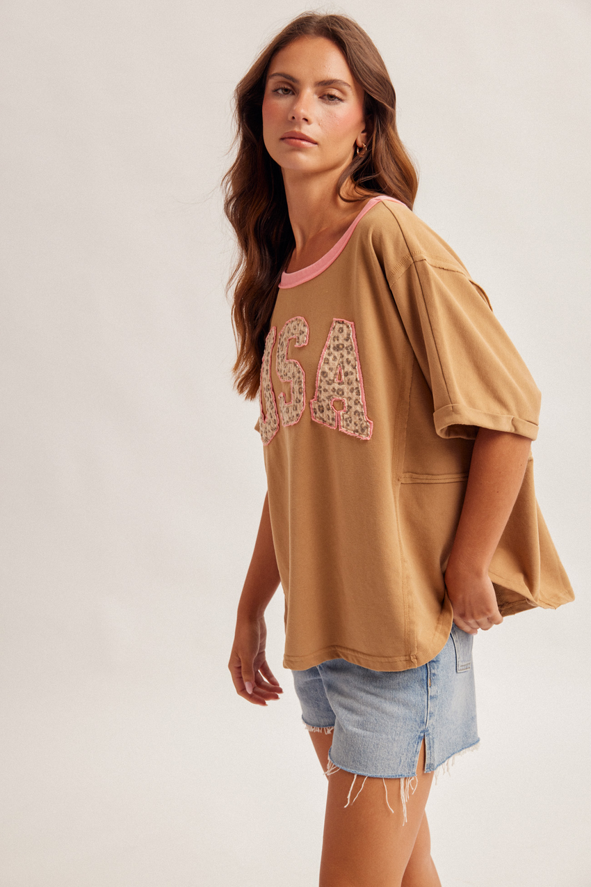 34262 Animal Print USA Top