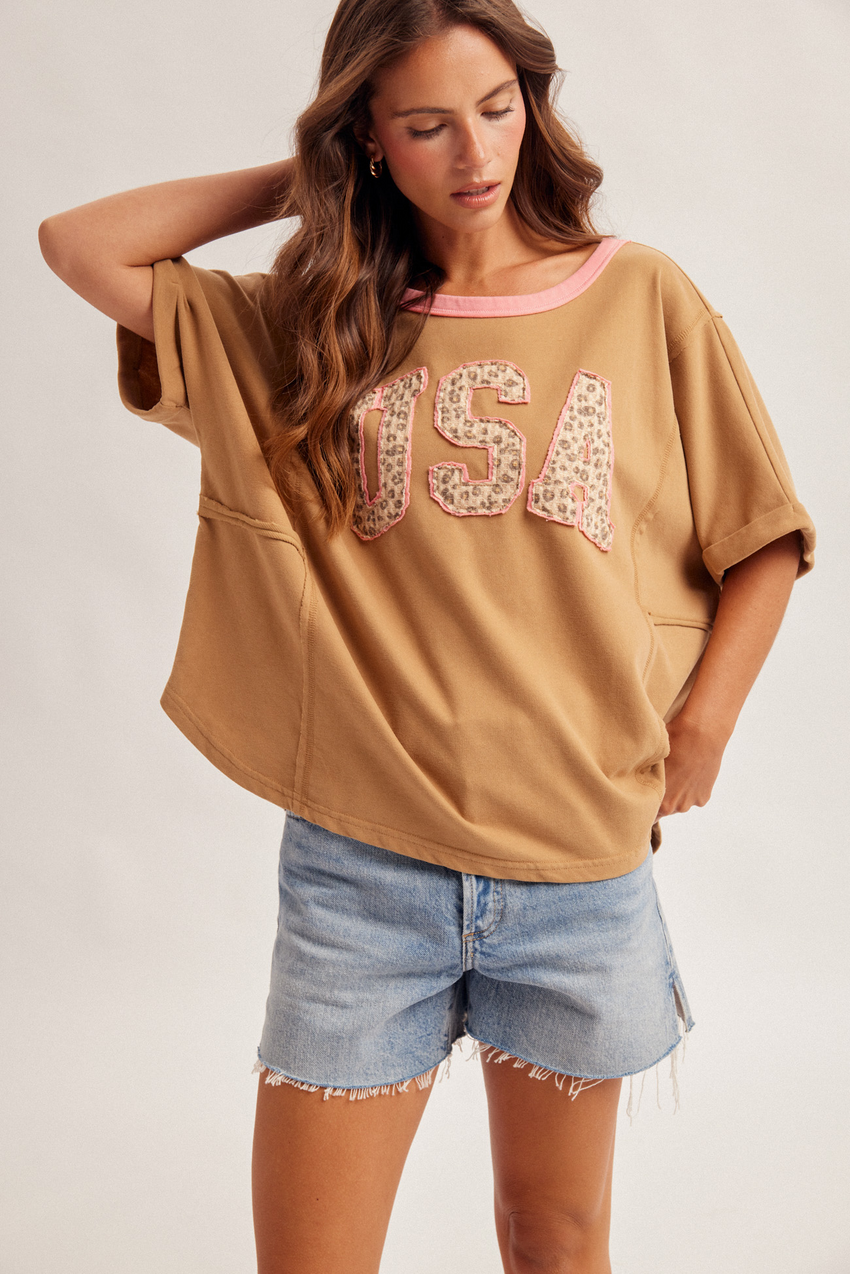34262 Animal Print USA Top