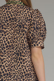 T31886 Lopsrd Print Embroidered Top
