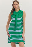 D30817 Green Striped Mini Dress