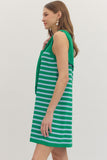 D30817 Green Striped Mini Dress