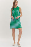 D30817 Green Striped Mini Dress