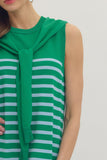 D30817 Green Striped Mini Dress