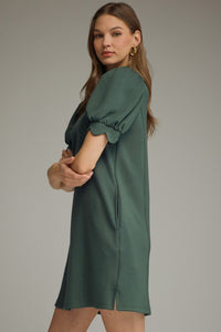 D30134 Kelly Green Puff Sleeve Mini Dress