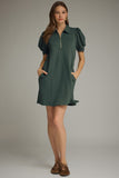 D30134 Kelly Green Puff Sleeve Mini Dress