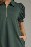 D30134 Kelly Green Puff Sleeve Mini Dress