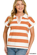 TW-2767Y Persimmon Collard SS Sweater