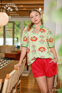 K1827 Lt Sage Puff Sleeve Blouse