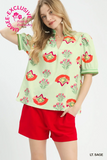 K1827 Lt Sage Puff Sleeve Blouse