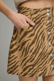 S32904 Brown Zebra Print Skirt
