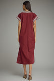 D29760 Wine SS MIDI Dress