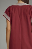 D29760 Wine SS MIDI Dress