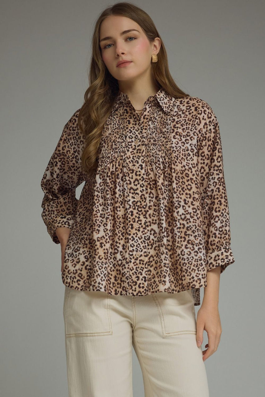 T31379 Leopard3/4 Sleeve Top
