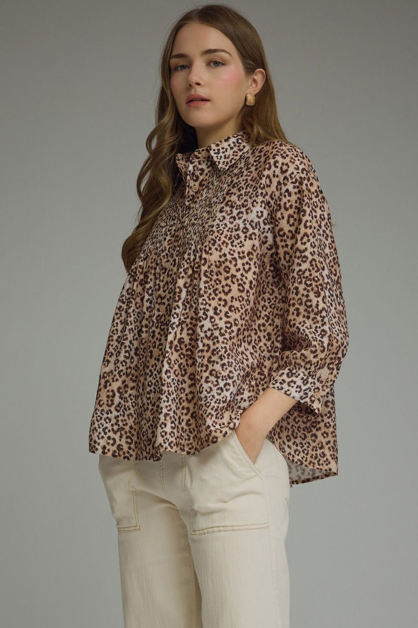 T31379 Leopard3/4 Sleeve Top
