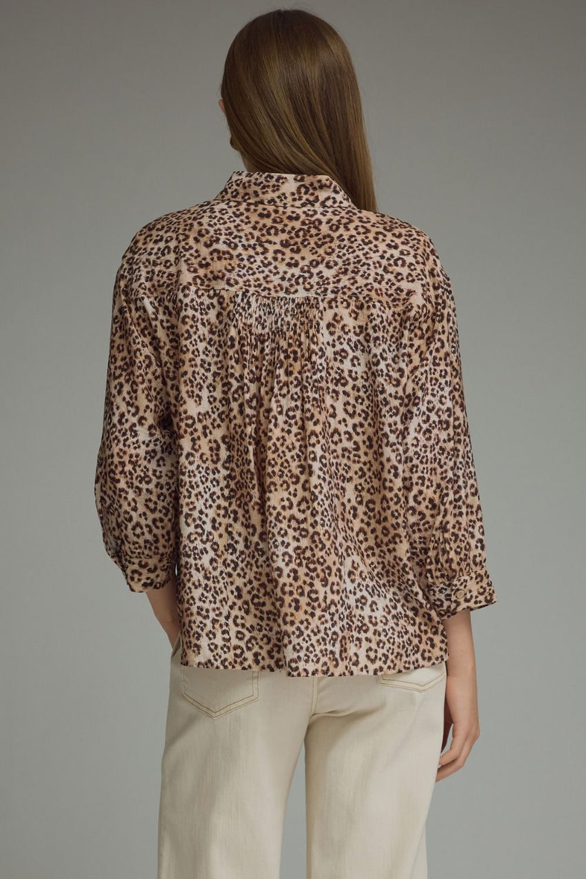 T31379 Leopard3/4 Sleeve Top