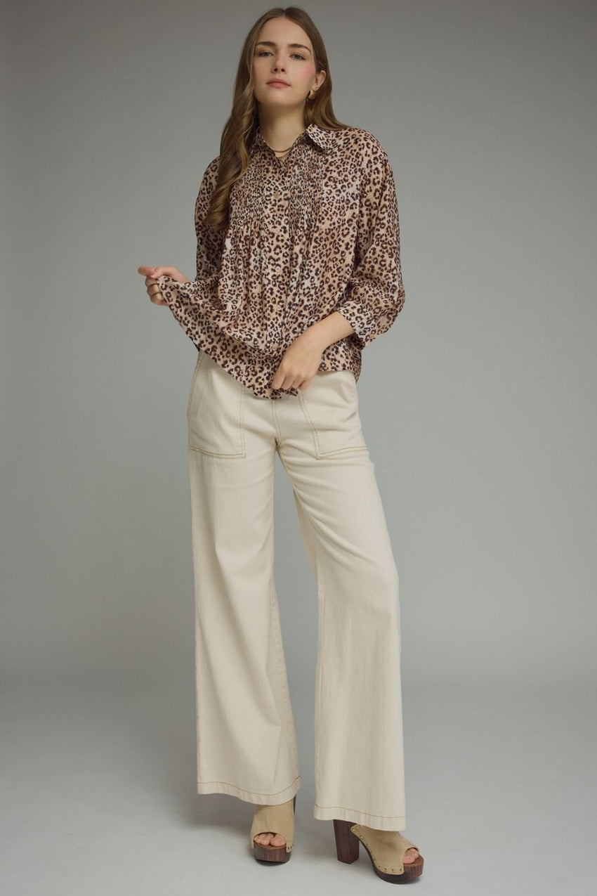 T31379 Leopard3/4 Sleeve Top