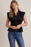 T31973 Black V-neck Blouse
