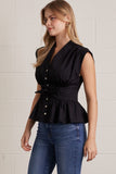 T31973 Black V-neck Blouse