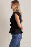 T31973 Black V-neck Blouse