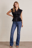 T31973 Black V-neck Blouse