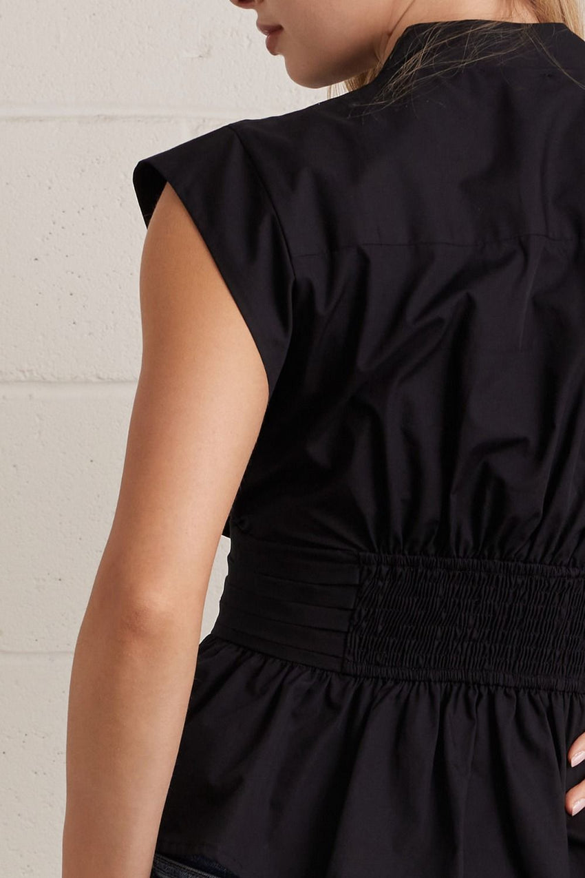 T31973 Black V-neck Blouse