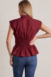 T32540 Burgundy V-neck Blouse