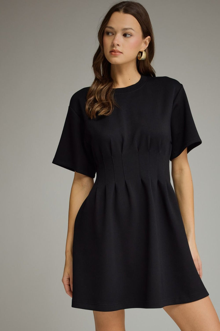 D32274 Round Neck Mini Dress