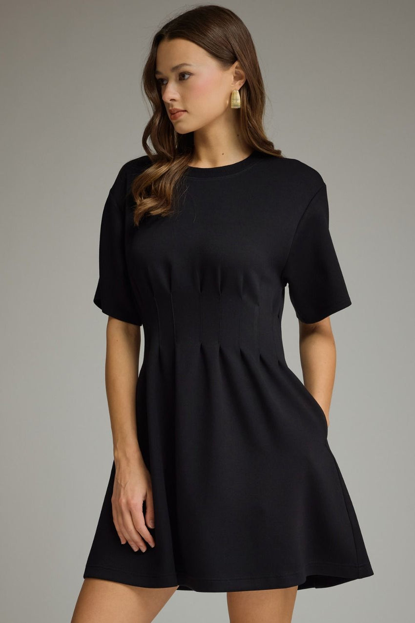 D32274 Round Neck Mini Dress