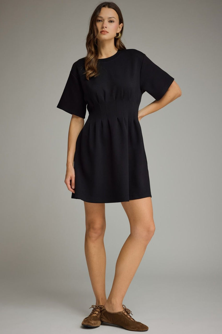 D32274 Round Neck Mini Dress