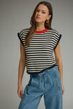 T31973 Cream Black Knit Sweater