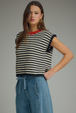 T31973 Cream Black Knit Sweater